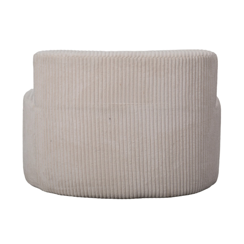 Enkel sofa i lys beige kordfløyel med buet ryggstøtte Enkel sofa i lys beige kordfløyel med buet ryggstøtte