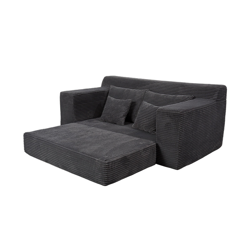 Transformerbar modulær sovesofa i mørkegrå kordfløyel med flere puter Transformerbar modulær sovesofa i mørkegrå kordfløyel med flere puter