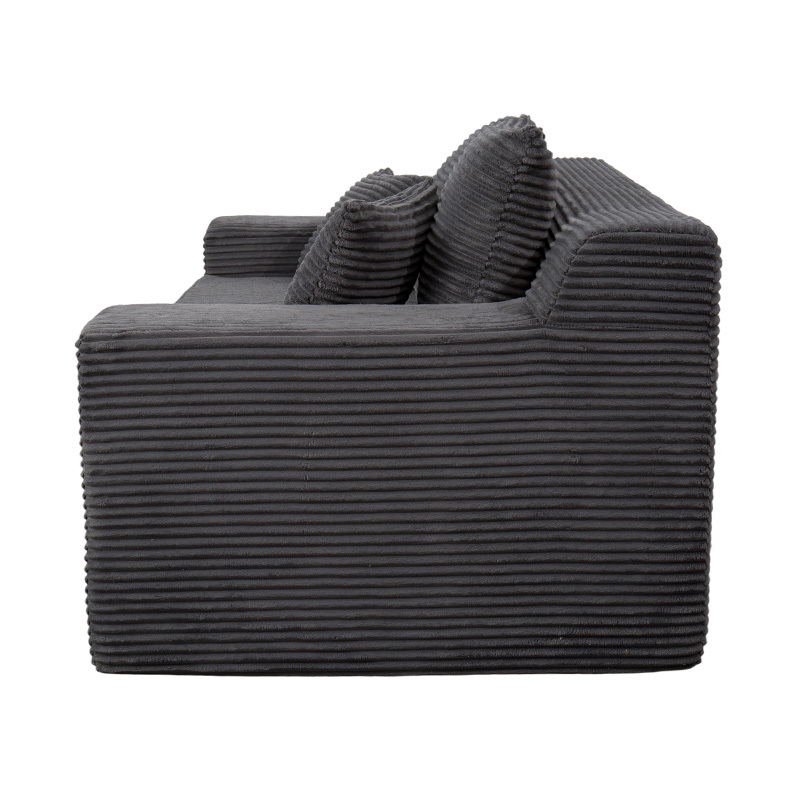 Transformerbar modulær sovesofa i mørkegrå kordfløyel med flere puter Transformerbar modulær sovesofa i mørkegrå kordfløyel med flere puter