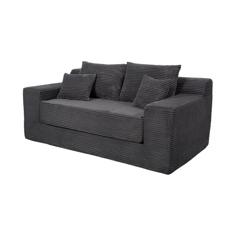 Transformerbar modulær sovesofa i mørkegrå kordfløyel med flere puter Transformerbar modulær sovesofa i mørkegrå kordfløyel med flere puter