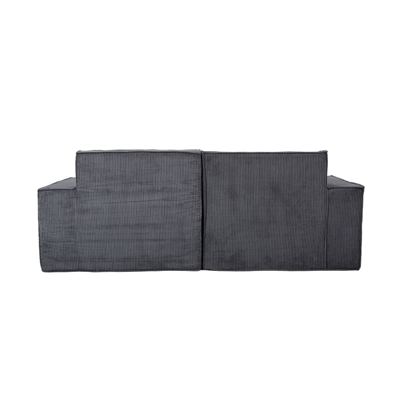 Dobbel Tofu Block Sofa i mørkegrå kordfløyel med bredt armlensdesign