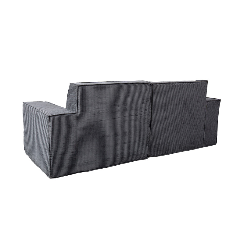 Dobbel Tofu Block Sofa i mørkegrå kordfløyel med bredt armlensdesign