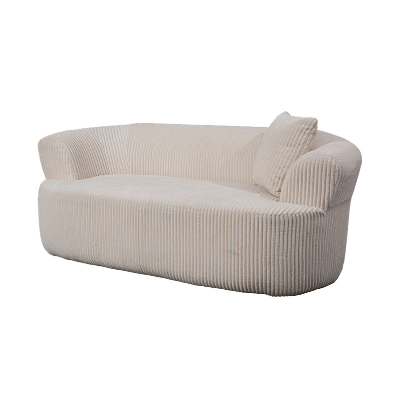 Dobbel helskumsofa i off-white kordfløyel med matchende puter