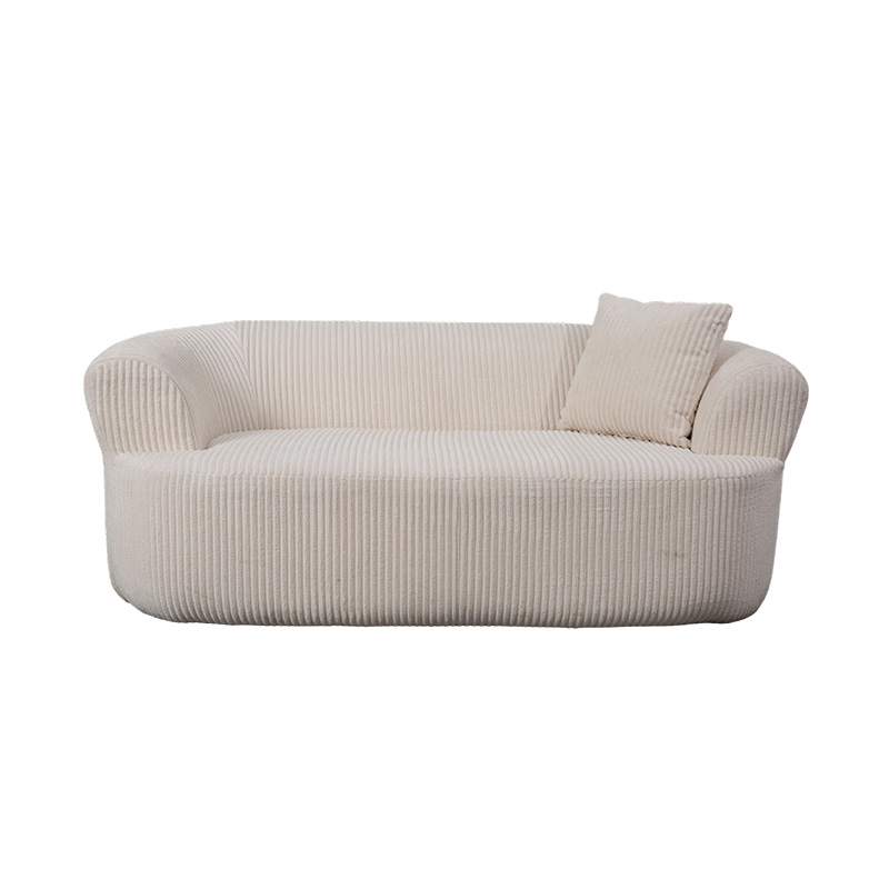 Dobbel helskumsofa i off-white kordfløyel med matchende puter