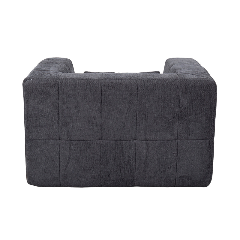 Single Full-Foam Lounge Sofa med mørkegrå fløyel og geometrisk blokkdesign