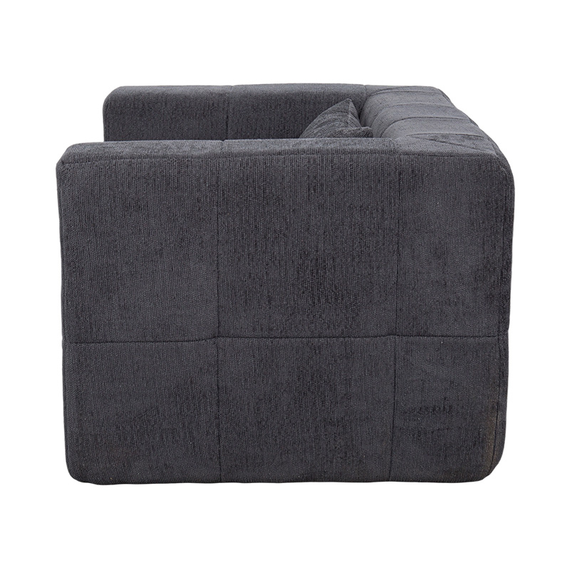 Single Full-Foam Lounge Sofa med mørkegrå fløyel og geometrisk blokkdesign