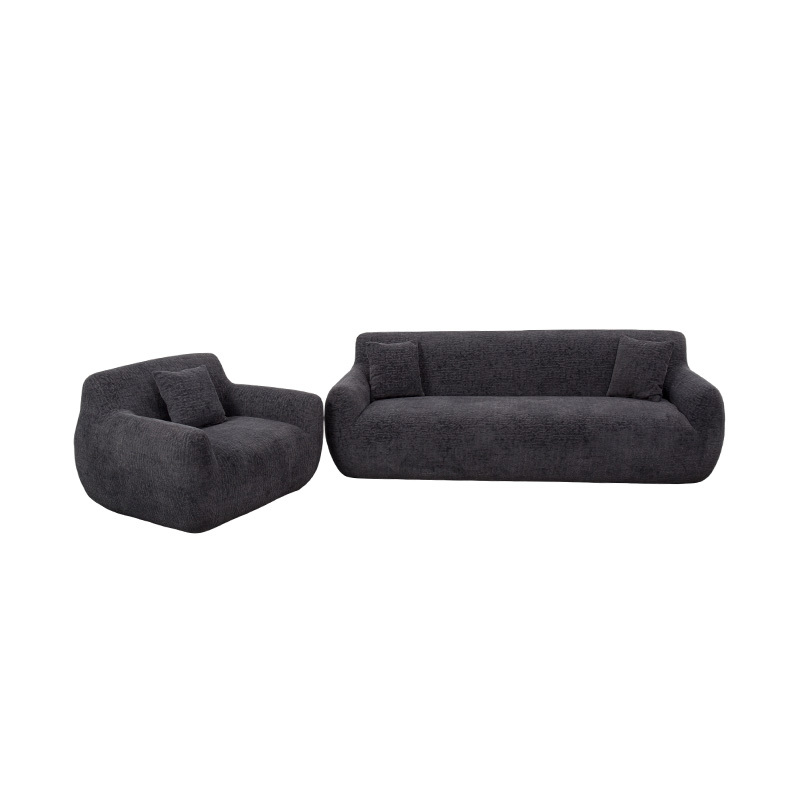Enkeltsofa i klemstil i full skum med kraftig chenillestoff og subtilt jacquardmønster Enkeltsofa i klemstil i full skum med kraftig chenillestoff og subtilt jacquardmønster