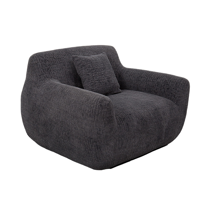 Enkeltsofa i klemstil i full skum med kraftig chenillestoff og subtilt jacquardmønster Enkeltsofa i klemstil i full skum med kraftig chenillestoff og subtilt jacquardmønster