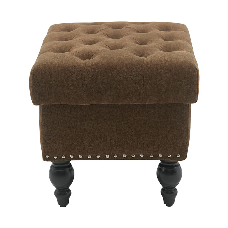 Fairy Tale Square Teddy Brown Stoff Oppbevaringskrakk