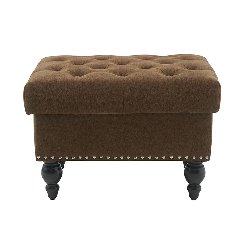 Fairy Tale Square Teddy Brown Stoff Oppbevaringskrakk